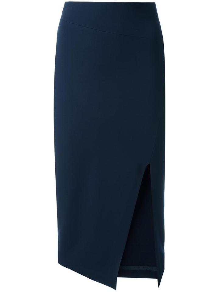 Via Masini 80 Side Slit Pencil Skirt, Women's, Size: 38, Blue, Nylon/spandex/elastane/viscose