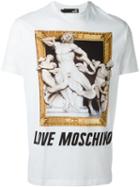 Love Moschino Statues Print T-shirt, Men's, Size: S, White, Cotton