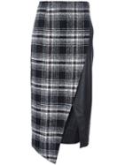 Gaelle Bonheur Asymmetric Plaid Skirt, Women's, Size: 0, Black, Polyester/acrylic/cashmere