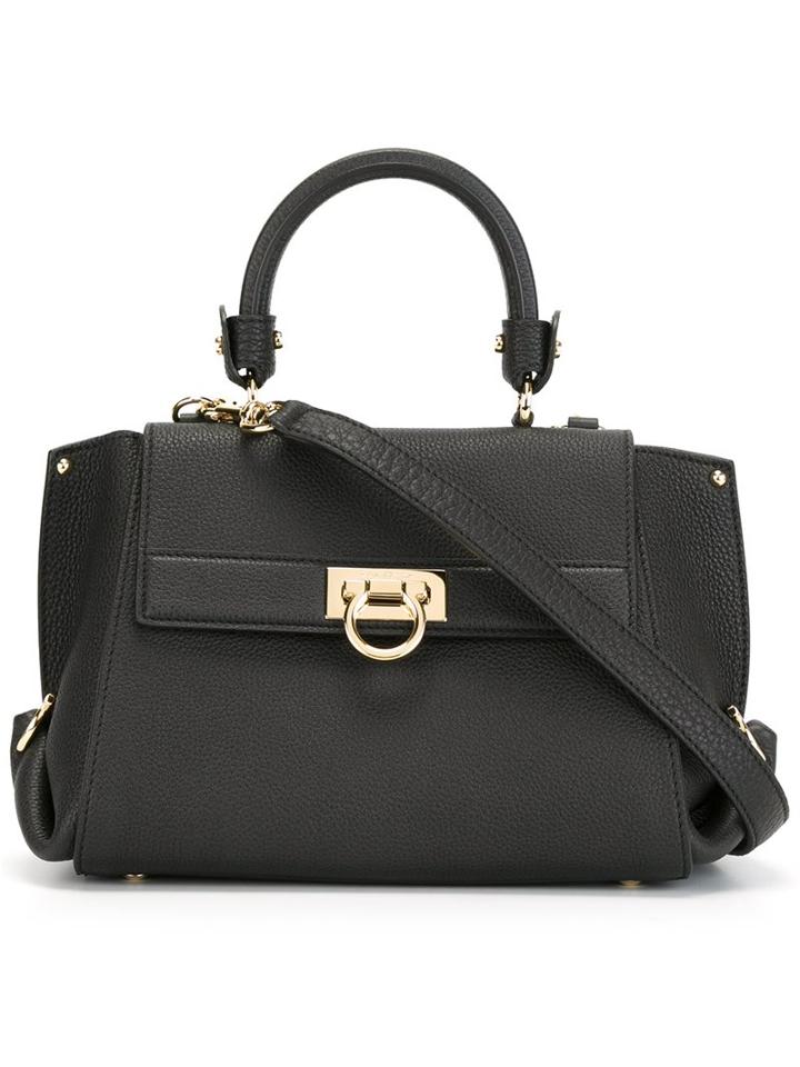 Salvatore Ferragamo 'sofia' Tote, Women's, Black, Calf Leather/leather