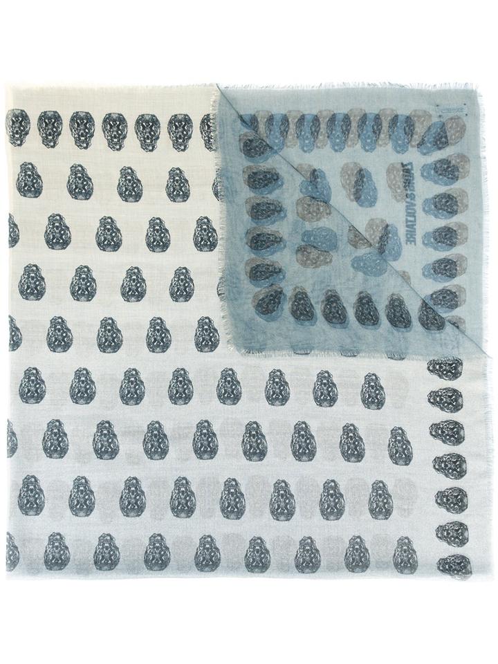 Zadig & Voltaire Skull Print Scarf, Men's, Blue, Modal