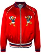 Gucci Donald Duck Embroidered Bomber Jacket, Men's, Size: 46, Red, Silk