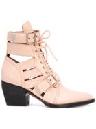 Chloé Buckle Straps Boots - Pink