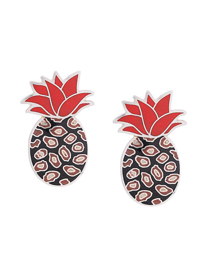 Silhouette Pineapple Earrings - Metallic