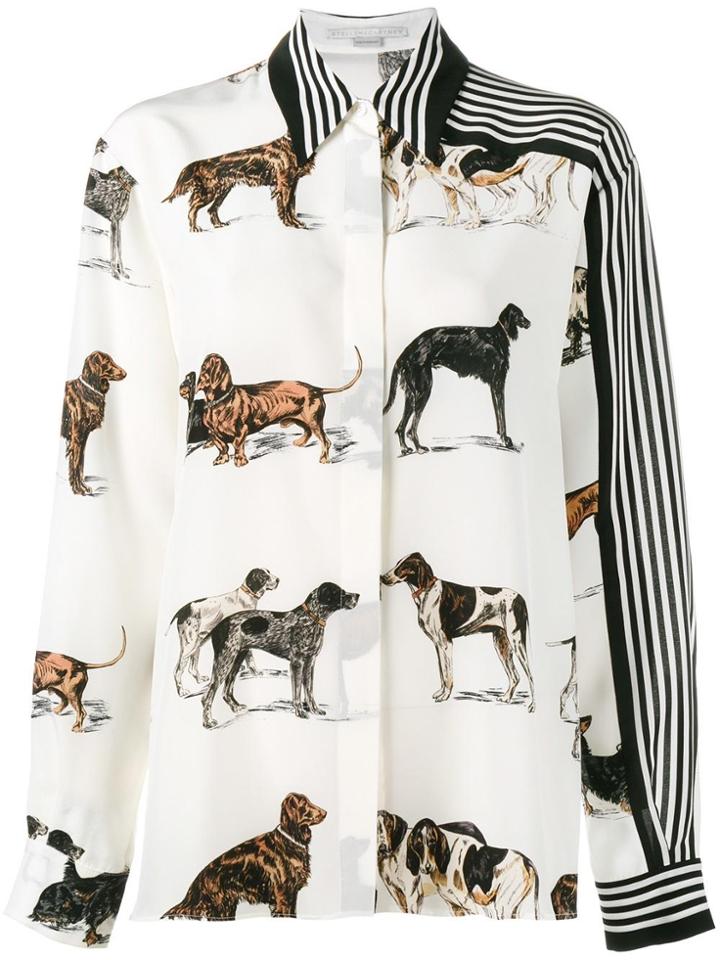 Stella Mccartney Dog And Stripe Print Shirt - Nude & Neutrals