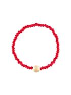 Luis Morais 14kt Gold Large Star Mantra Charm Bracelet, Adult Unisex, Red