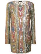 Balmain Sequin Embroidered Dress, Women's, Size: 38, Polyamide/silk/resin/brass