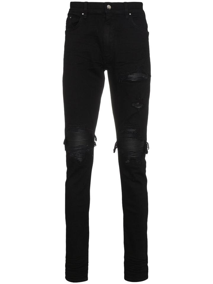 Amiri Mx1 Leather Insert Skinny Jeans - Black