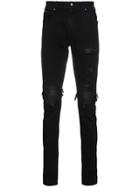 Amiri Mx1 Leather Insert Skinny Jeans - Black