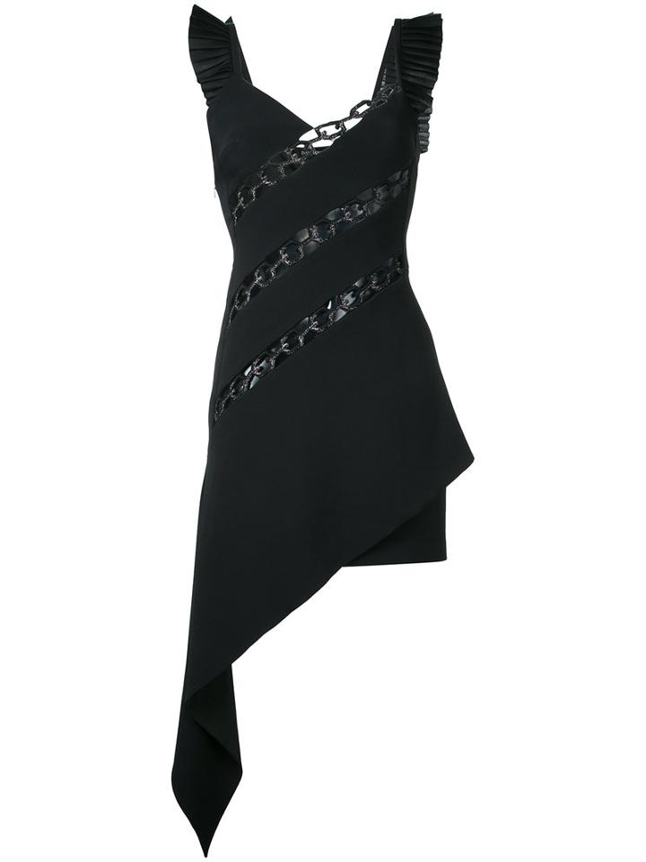 David Koma - Asymmetric Chain Dress - Women - Cotton/polyamide/polyester/viscose - 12, Black, Cotton/polyamide/polyester/viscose