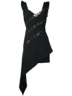 David Koma - Asymmetric Chain Dress - Women - Cotton/polyamide/polyester/viscose - 12, Black, Cotton/polyamide/polyester/viscose
