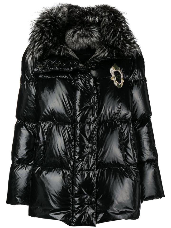 Ermanno Scervino Ribbed Collar Padded Jacket - Black
