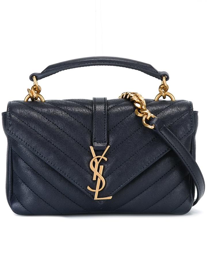 Saint Laurent Mini 'monogram Collège' Crossbody Bag, Women's, Blue