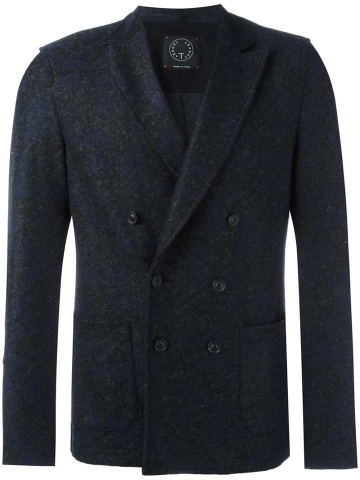 Tonello Double Breasted Blazer, Men's, Size: Small, Grey, Polyester/acrylic/virgin Wool/cotton