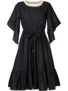 Fendi Flared Frill-trim Dress - Black
