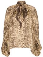 Zimmermann Pussy-bow Animal Print Blouse - Brown