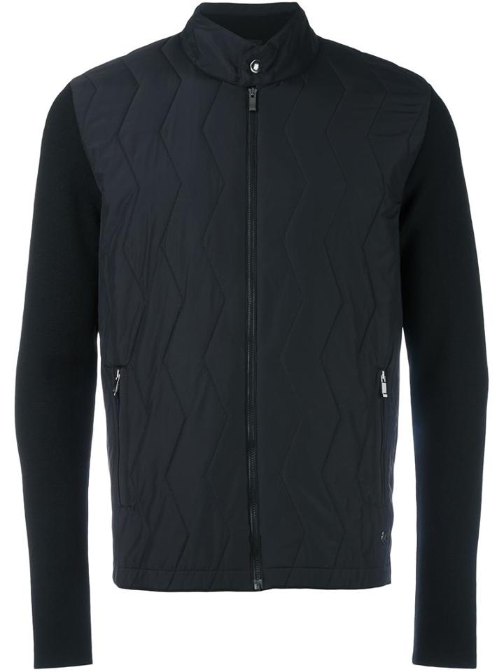 Z Zegna Padded Front Jacket, Men's, Size: Large, Black, Polyamide/polyester/wool