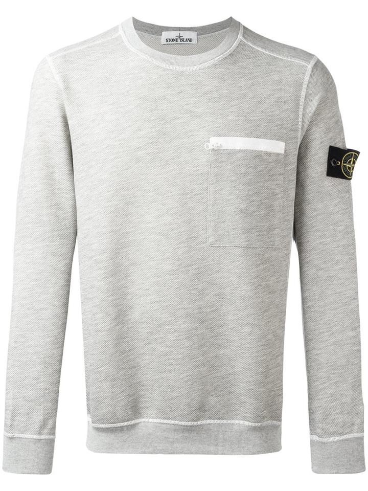 Stone Island Patch Pocket Sweatshirt, Men's, Size: Medium, Grey, Cotton/polyester