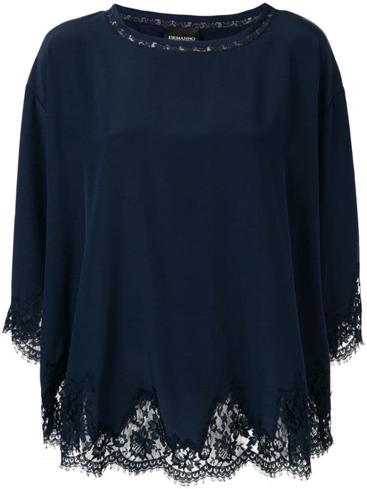 Ermanno Ermanno Lace Detail Blouse - Blue