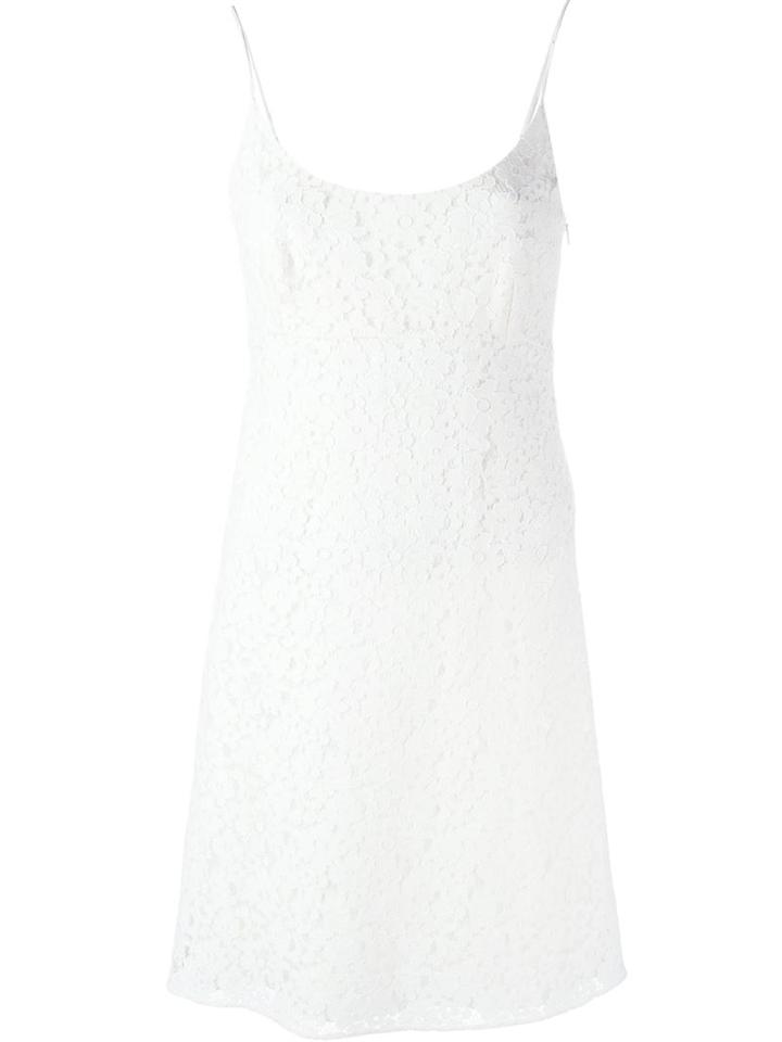 Saint Laurent Floral Lace Cami Dress, Women's, Size: 38, White, Cotton/nylon/viscose/silk