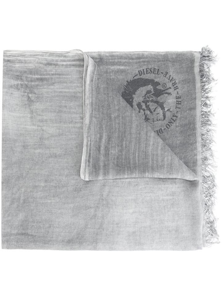 Diesel Logo Pattern Scarf, Adult Unisex, Grey, Modal