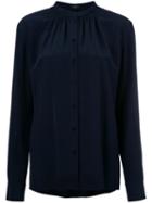 Joseph Mandarin Gathered Neck Shirt, Women's, Size: 38, Blue, Silk