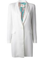 Etro Single Breasted Coat, Women's, Size: 46, White, Spandex/elastane/acetate/viscose