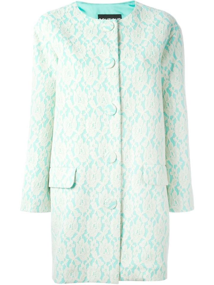 Boutique Moschino Lace Overlay Coat, Women's, Size: 46, Blue, Cotton/polyamide/other Fibres/rayon