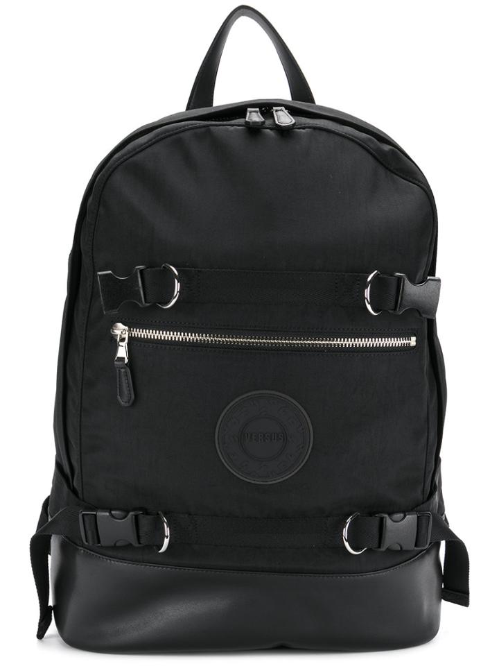Versus Buckled Logo Backpack - Black