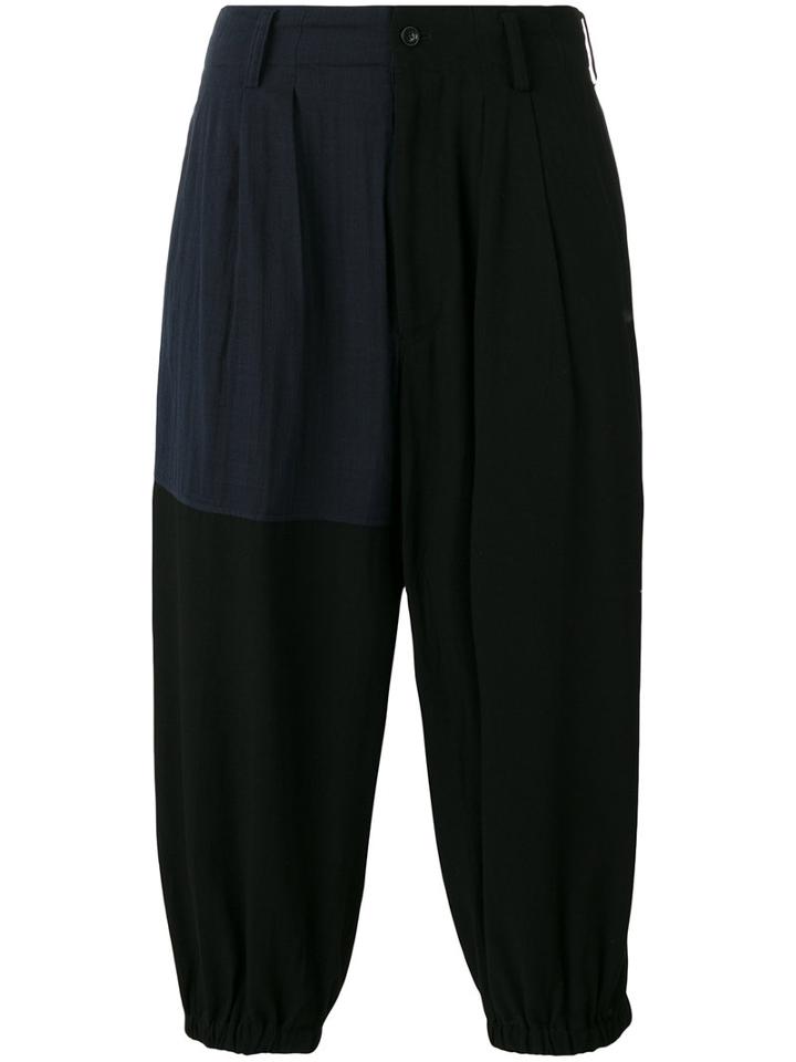 Yohji Yamamoto Cropped Drop-crotch Trousers, Men's, Size: 2, Black, Cotton/rayon