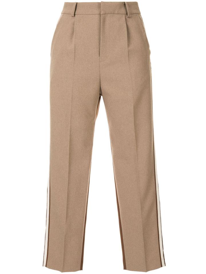 Loveless Contrast Cropped Trousers - Brown