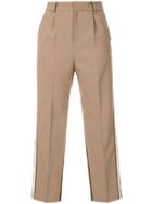 Loveless Contrast Cropped Trousers - Brown