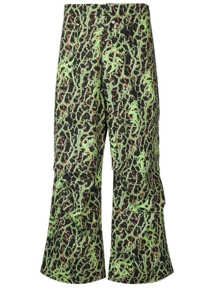 Sankuanz Camouflage Print Wide Leg Trousers - Black