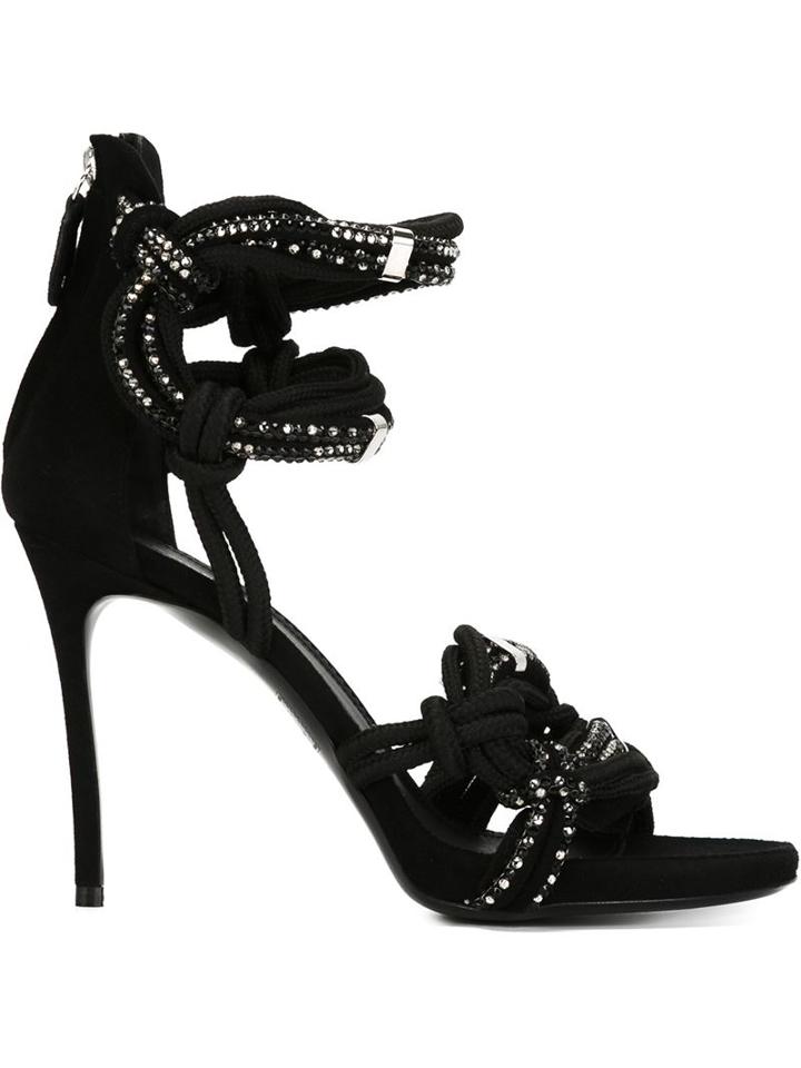 Dsquared2 Ariel Sandals, Women's, Size: 37.5, Black, Goat Suede/polyester/glass