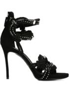 Dsquared2 Ariel Sandals, Women's, Size: 37.5, Black, Goat Suede/polyester/glass