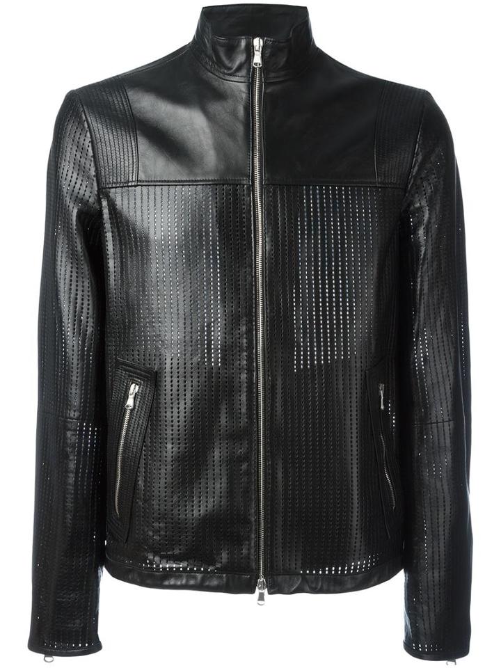 Diesel Black Gold Perforated Jacket, Men's, Size: 46, Lamb Skin/viscose