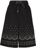 Alexander Wang Eyelet Embellished Shorts, Women's, Size: 4, Black, Cotton/linen/flax