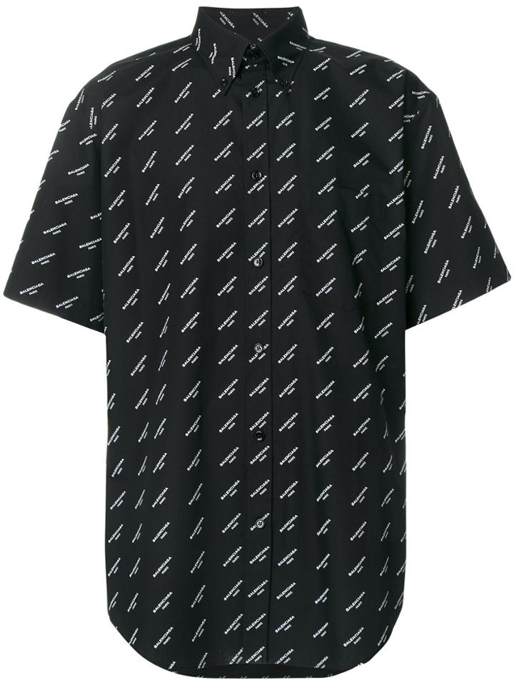 Balenciaga All Over Short Sleeved Shirt - Black