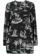 No21 Island Print Dress - Black