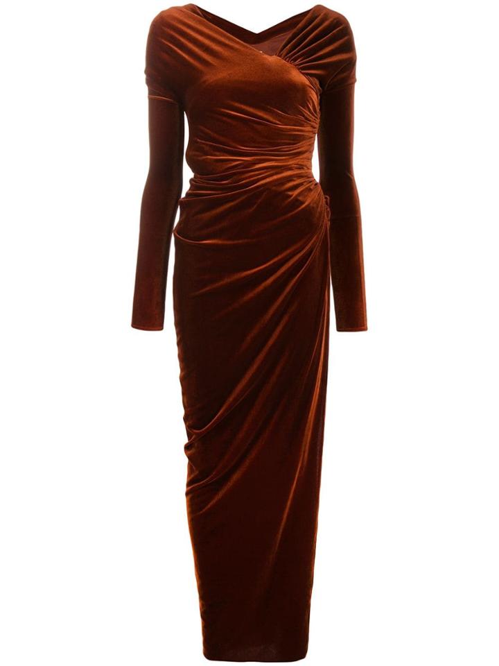 Alexandre Vauthier Velvet Long Dress - Orange