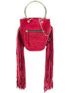 Just Cavalli Fringed Bucket Bag - Red