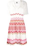 M Missoni Chevron Knitted Jumper Dress - White