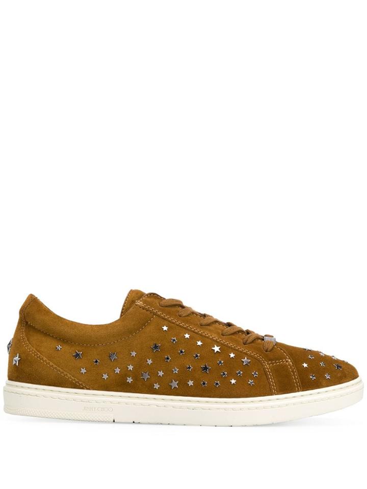 Jimmy Choo Cash Embellished Sneakers - Brown