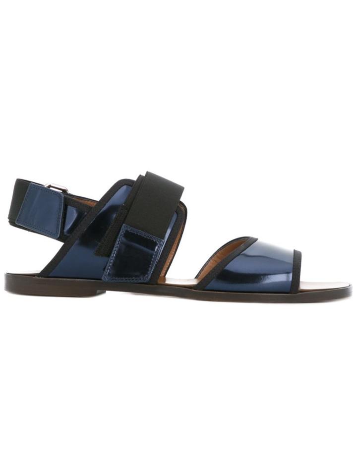 Marni Velcro Strap Sandals, Women's, Size: 37, Blue, Calf Leather/leather