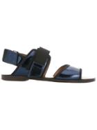 Marni Velcro Strap Sandals, Women's, Size: 37, Blue, Calf Leather/leather