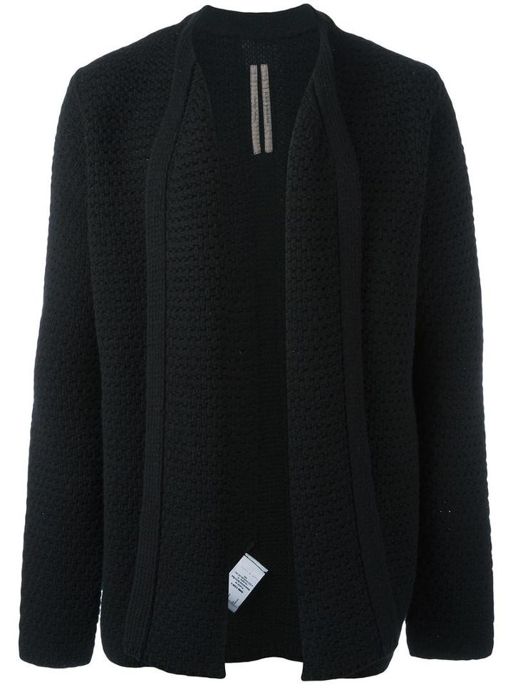 Rick Owens Open Front Cardigan, Men's, Size: Medium, Black, Wool