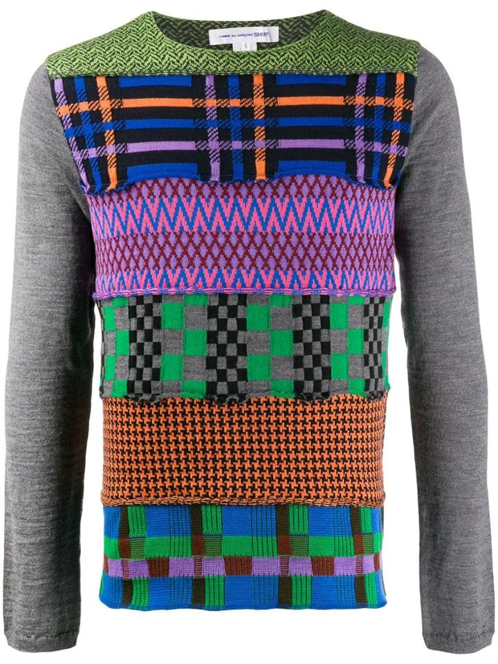 Comme Des Garçons Shirt Contrast Panelled Knit Top - Blue