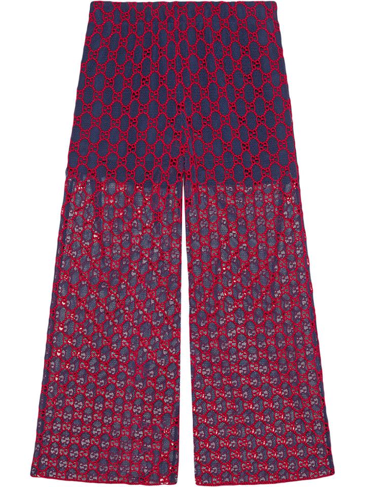 Gucci Gg Macramé Wide-leg Pants - Blue