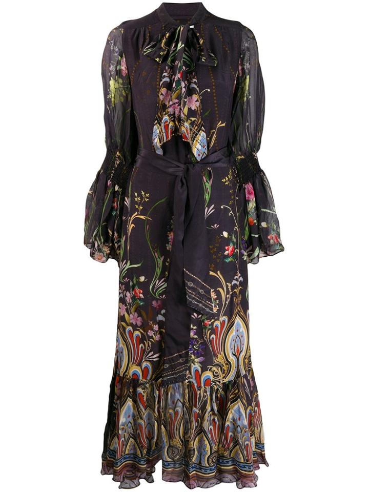 Camilla Wild Flower Bell Sleeve Dress - Blue