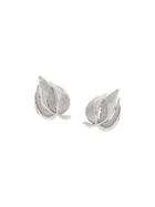 Susan Caplan Vintage 1960's Trifari Vintage Leaf Earrings - Silver